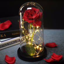 Load image into Gallery viewer, Beauty And Beast Rose In Flask Led Rose Flower